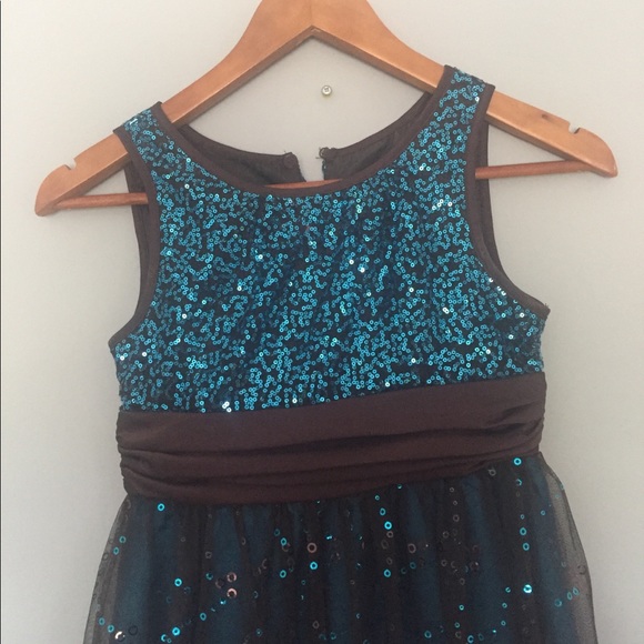 Blue and Brown Sequinned Dress - Picture 2 of 4